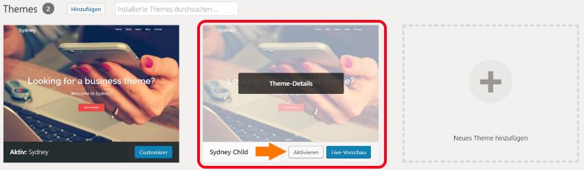 WordPress Theme Auswahl - Child Theme