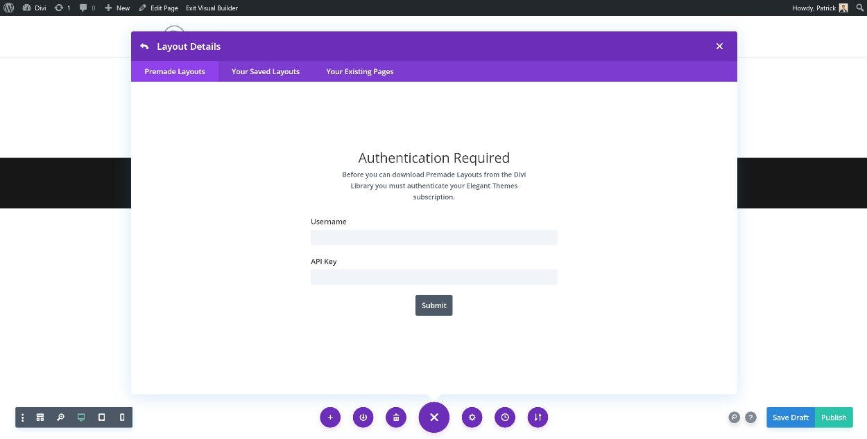Divi Authentifizierung