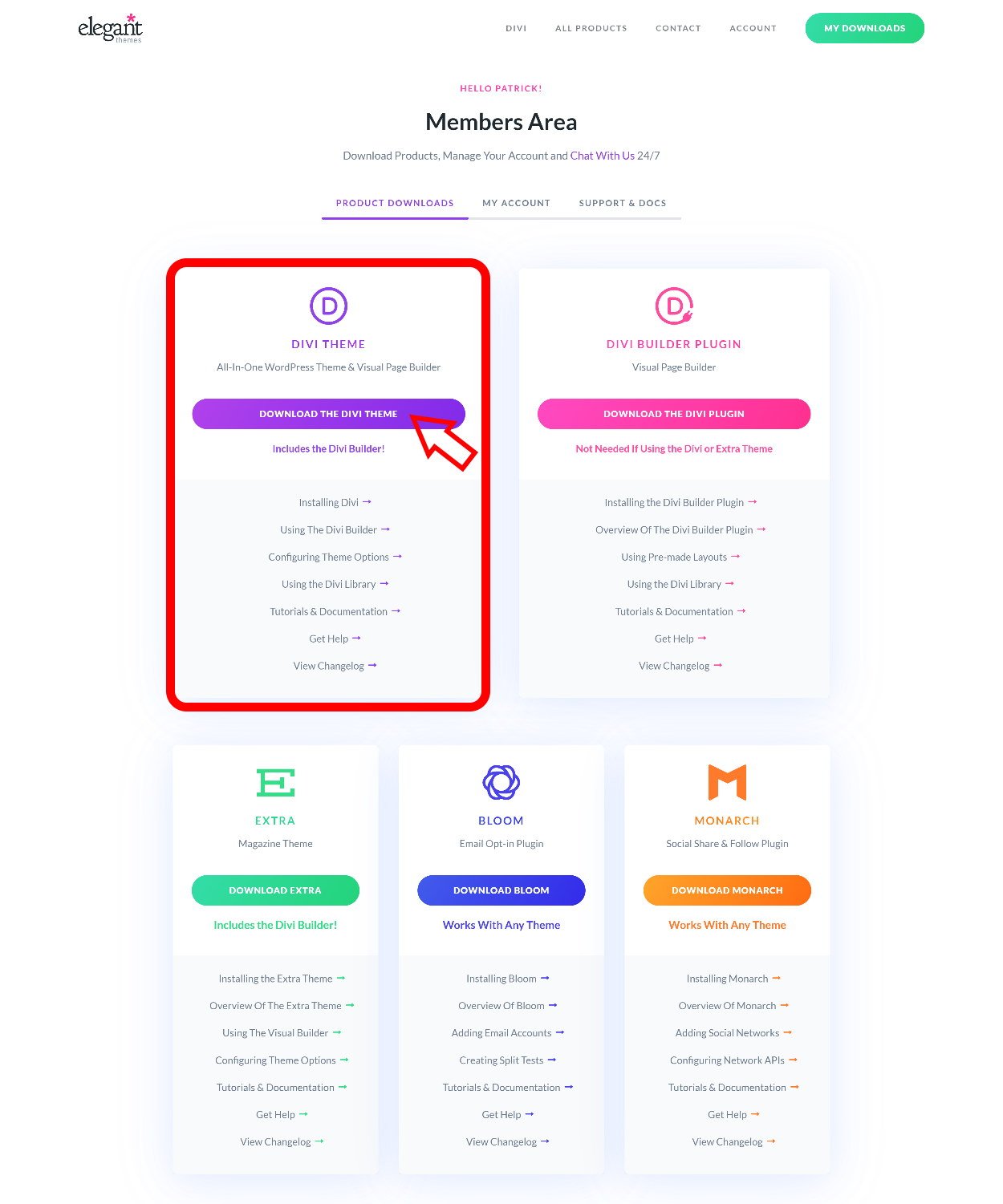 Elegant Themes Members Area - Download Divi Theme